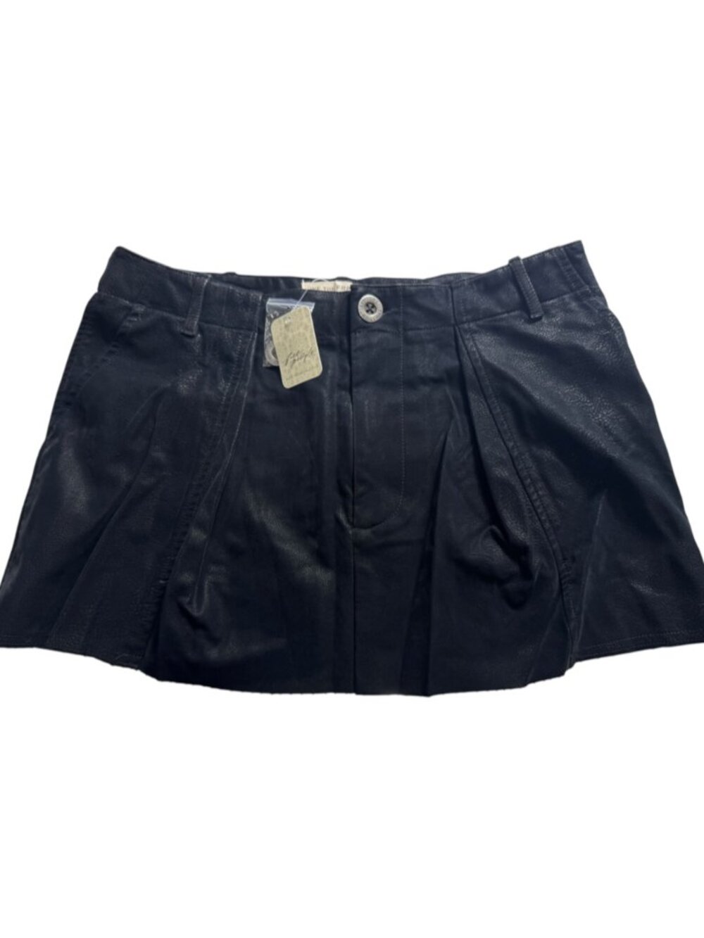 🖤 We the Free Riverfront Vegan Mini Skirt Black Faux Suede Utility Skirt Sz 10